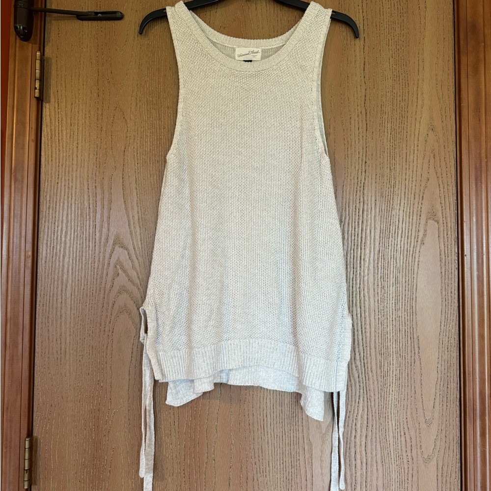Universal Thread Side Tie Tank Sweater Sleeveless Oatmeal Top Bohemian Summer